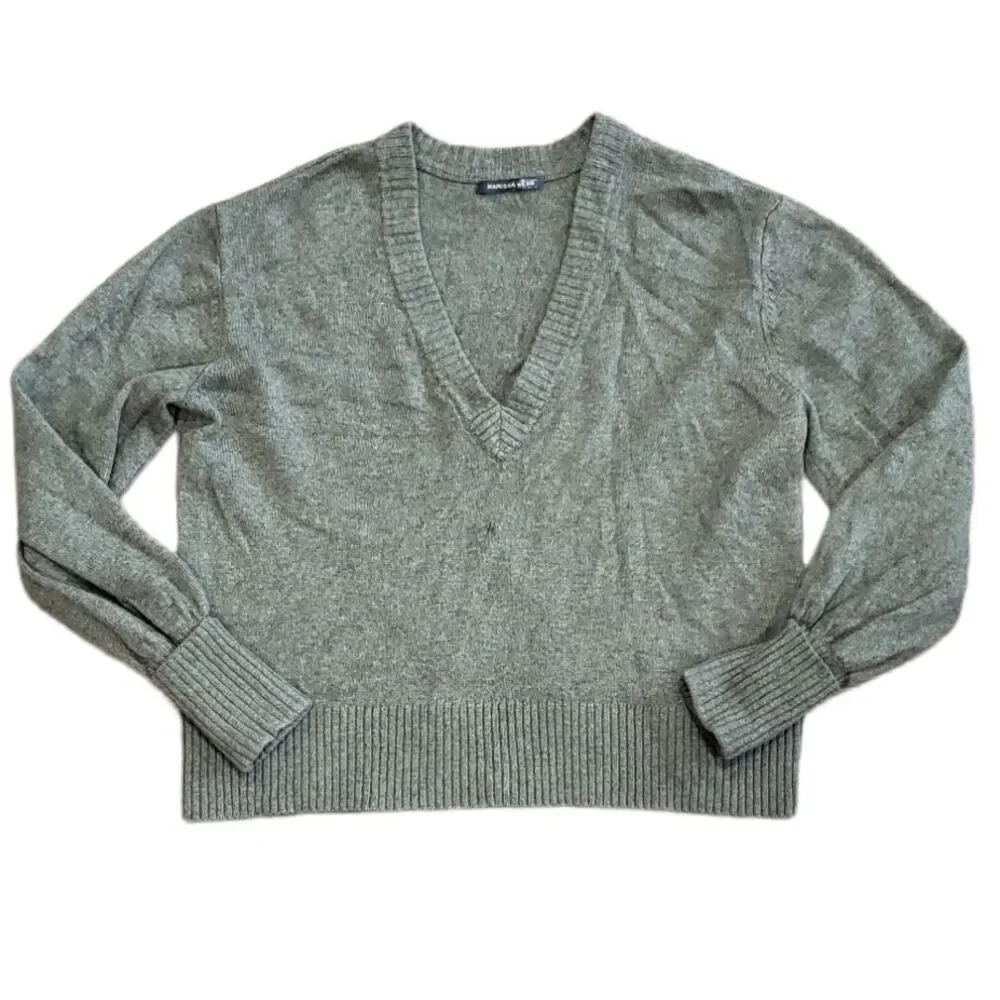 Marissa Webb Olive Lambswool Yak Cashmere Tawny V-neck Sweater XS